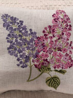 Peking Handicraft 16x16 Embroidered Floral Pillow NWT Pink Purple